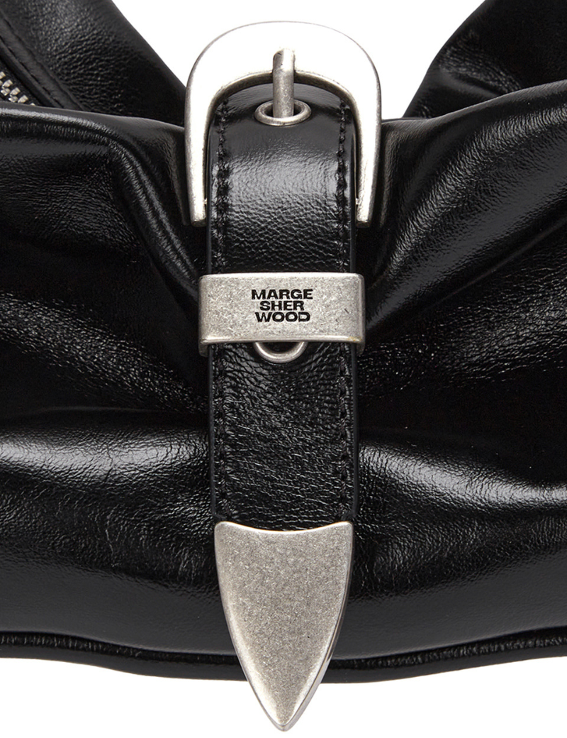 Belted hobo medium black glossy plain - Ferent Bags