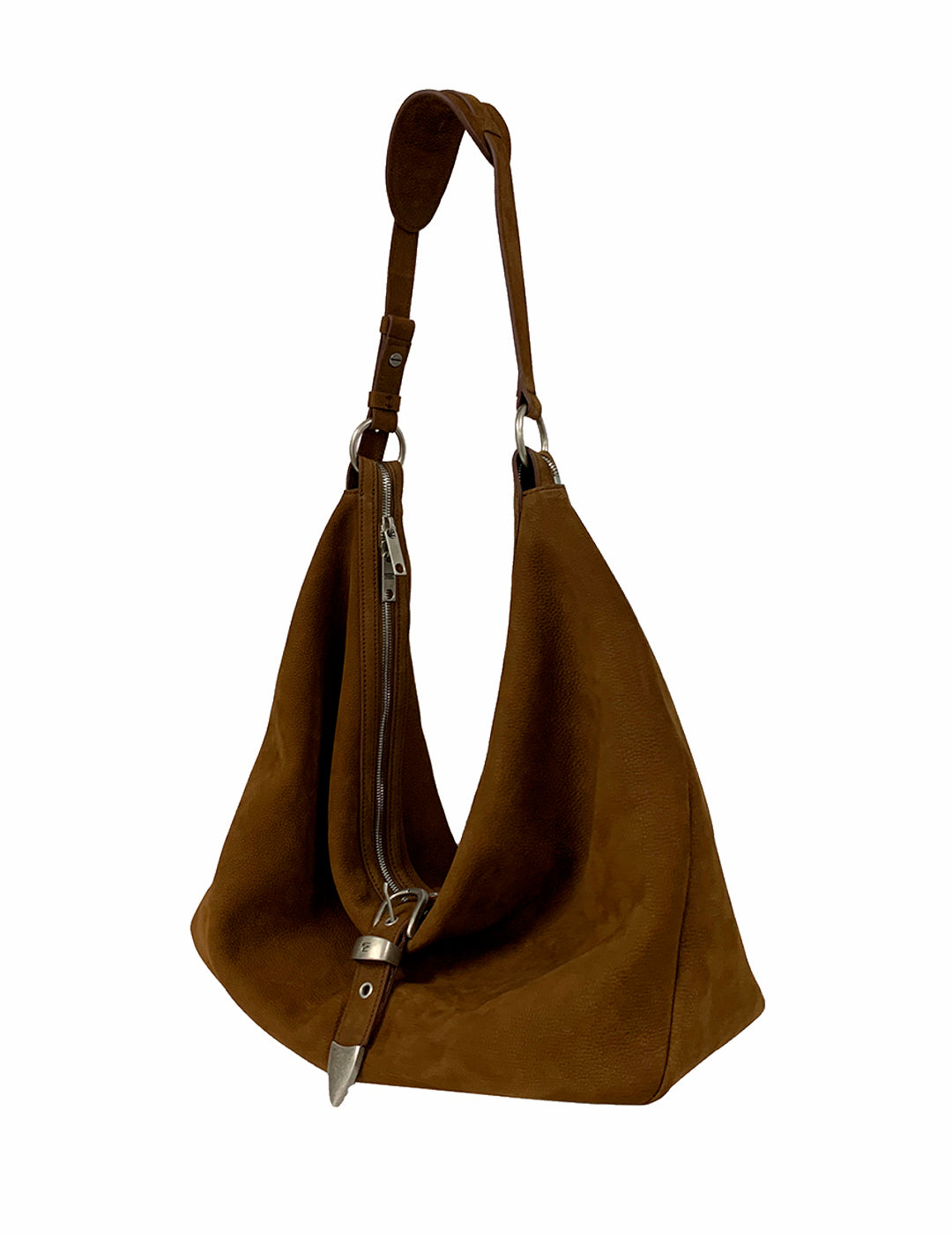 Belted Hobo Suede Shoulder chestnut nubuck - Ferent Bags