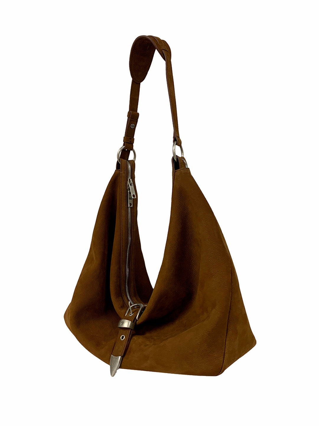 Belted Hobo Suede Shoulder chestnut nubuck - Ferent Bags