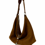 Belted Hobo Suede Shoulder chestnut nubuck - Ferent Bags