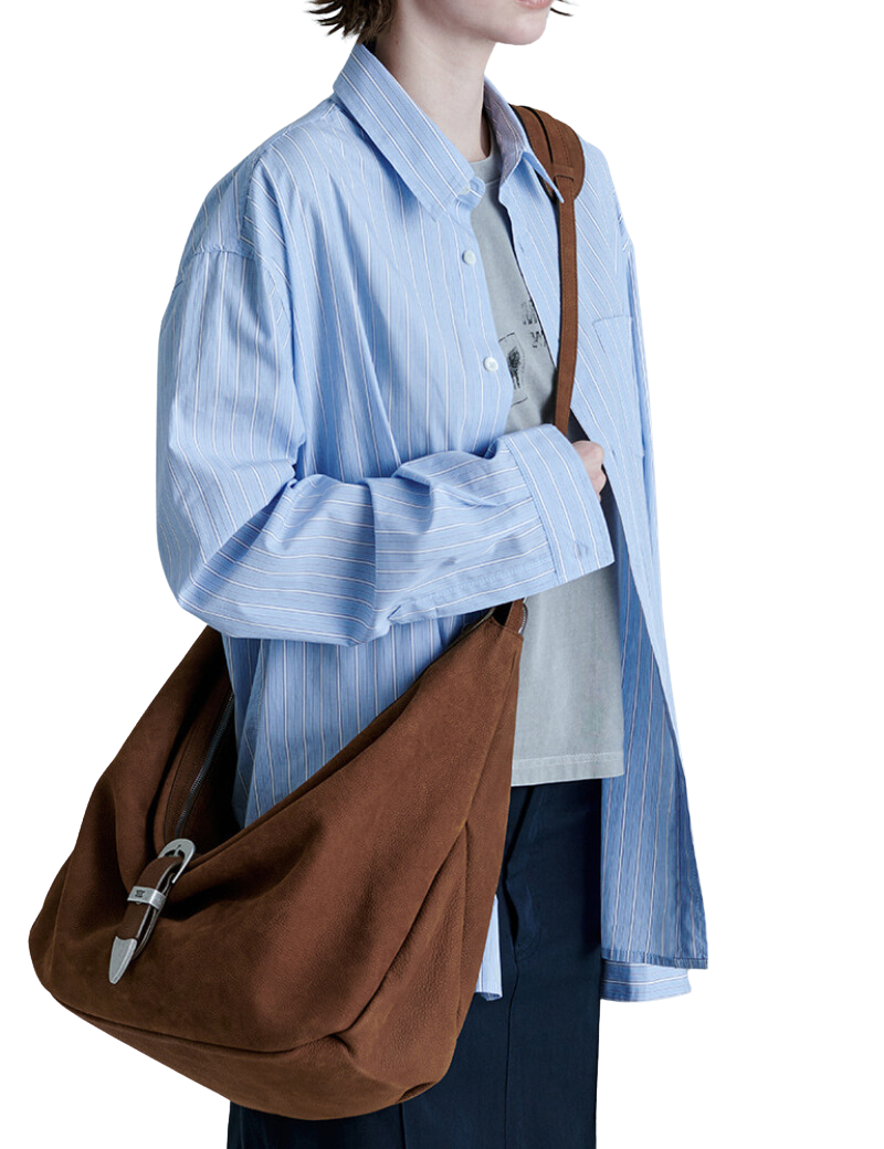 Belted Hobo Suede Shoulder chestnut nubuck - Ferent Bags