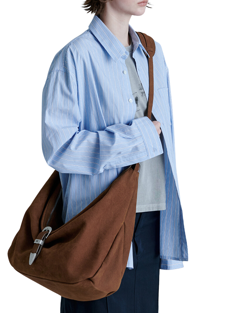 Belted Hobo Suede Shoulder chestnut nubuck - Ferent Bags