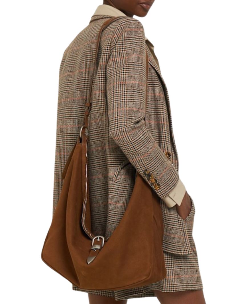 Belted Hobo Suede Shoulder chestnut nubuck - Ferent Bags