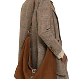 Belted Hobo Suede Shoulder chestnut nubuck - Ferent Bags