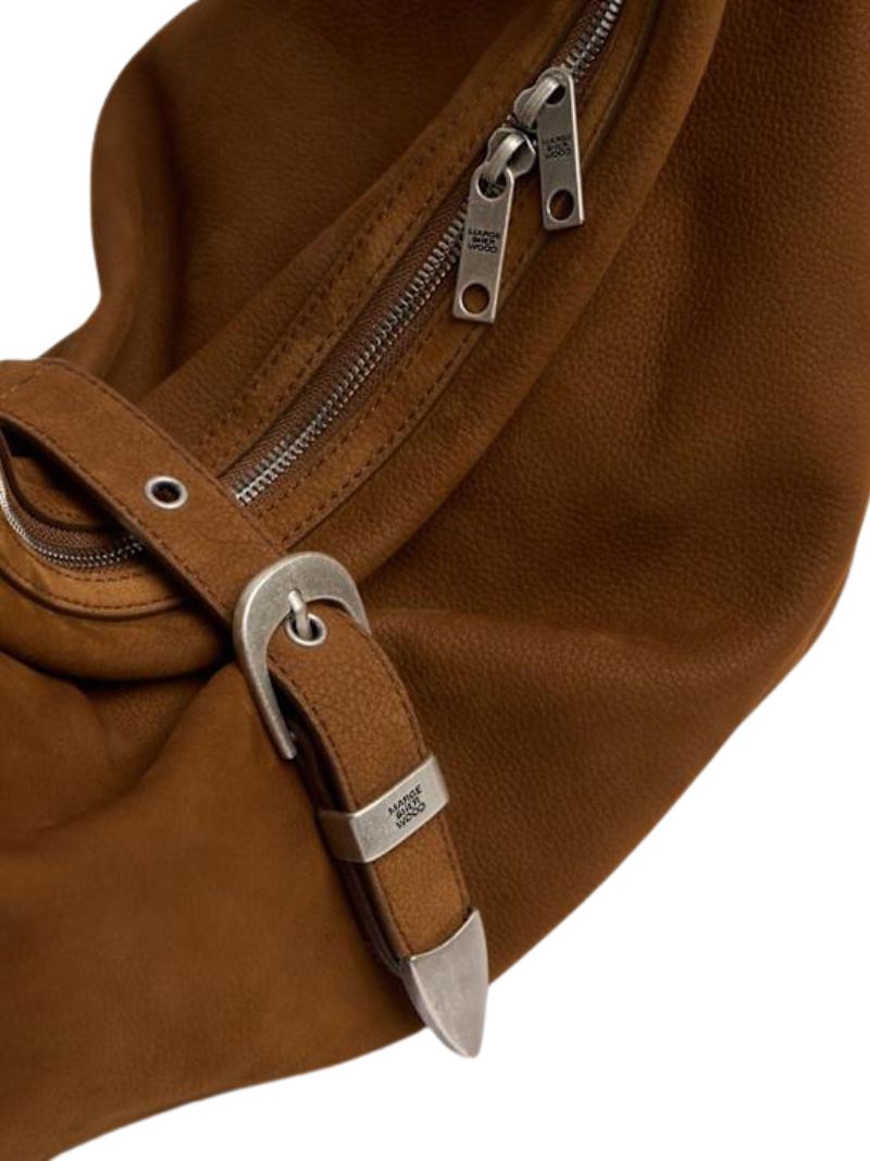 Belted Hobo Suede Shoulder chestnut nubuck - Ferent Bags