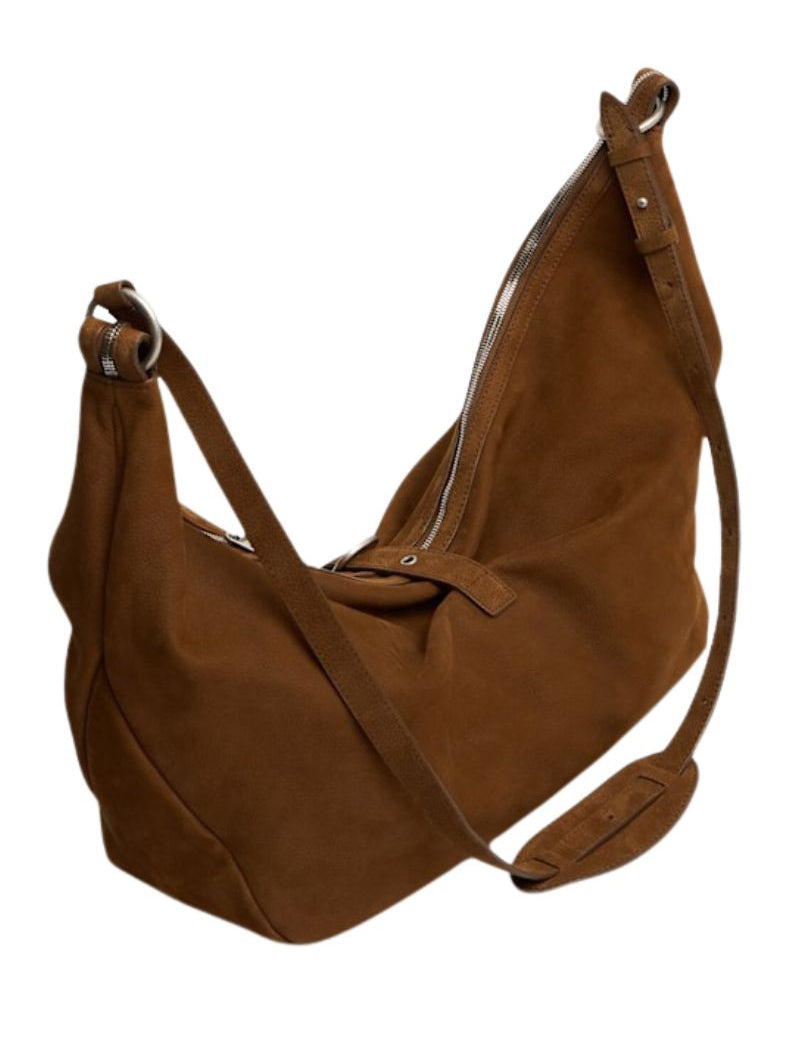 Belted Hobo Suede Shoulder chestnut nubuck - Ferent Bags