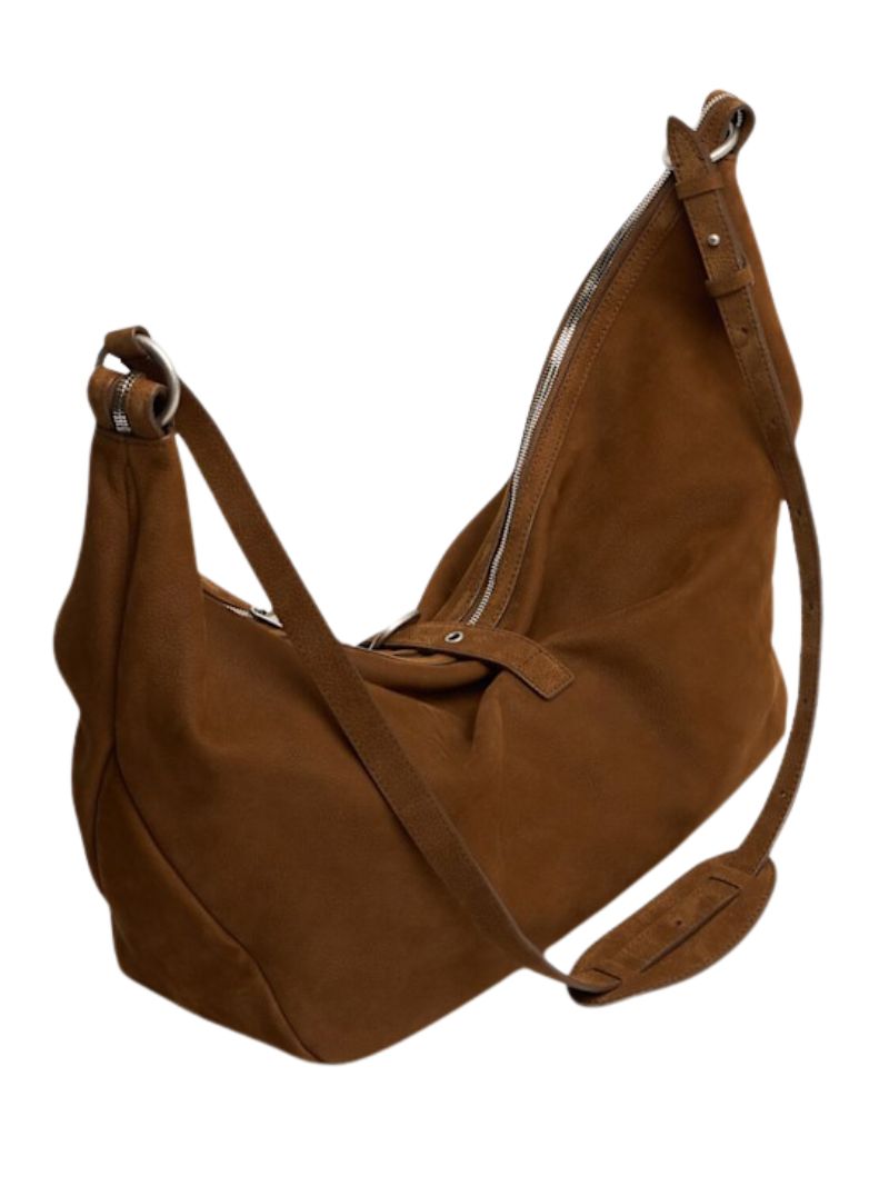 Belted Hobo Suede Shoulder chestnut nubuck - Ferent Bags