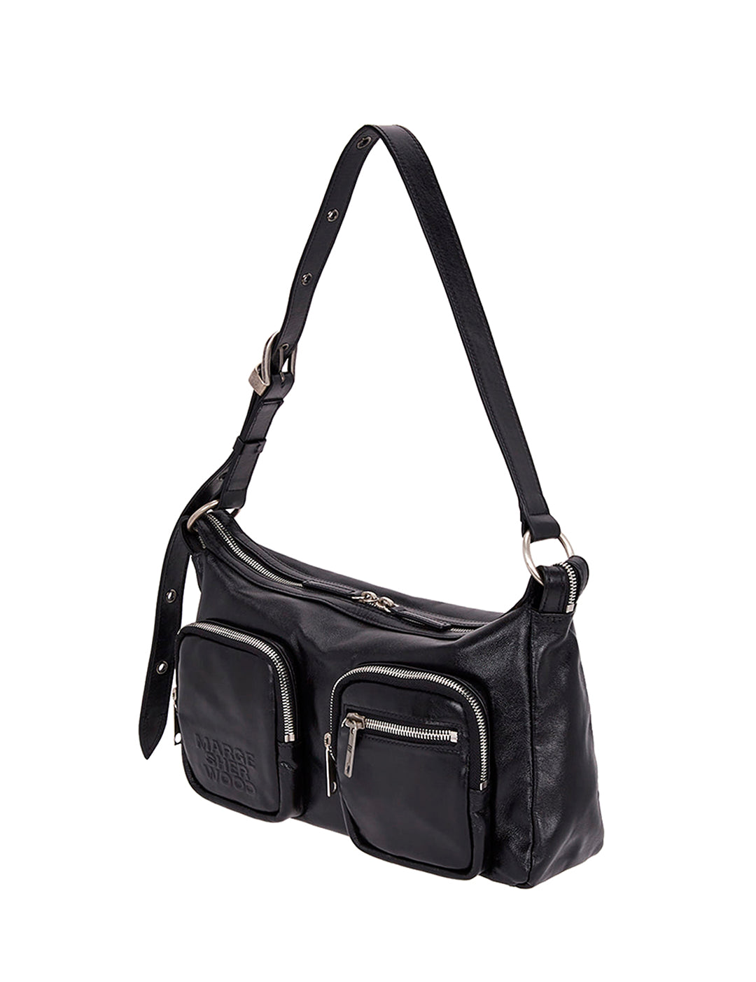 Outpocket Hobo black glossy plain - Ferent Bags