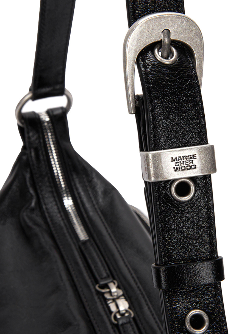 Outpocket Hobo black glossy plain - Ferent Bags