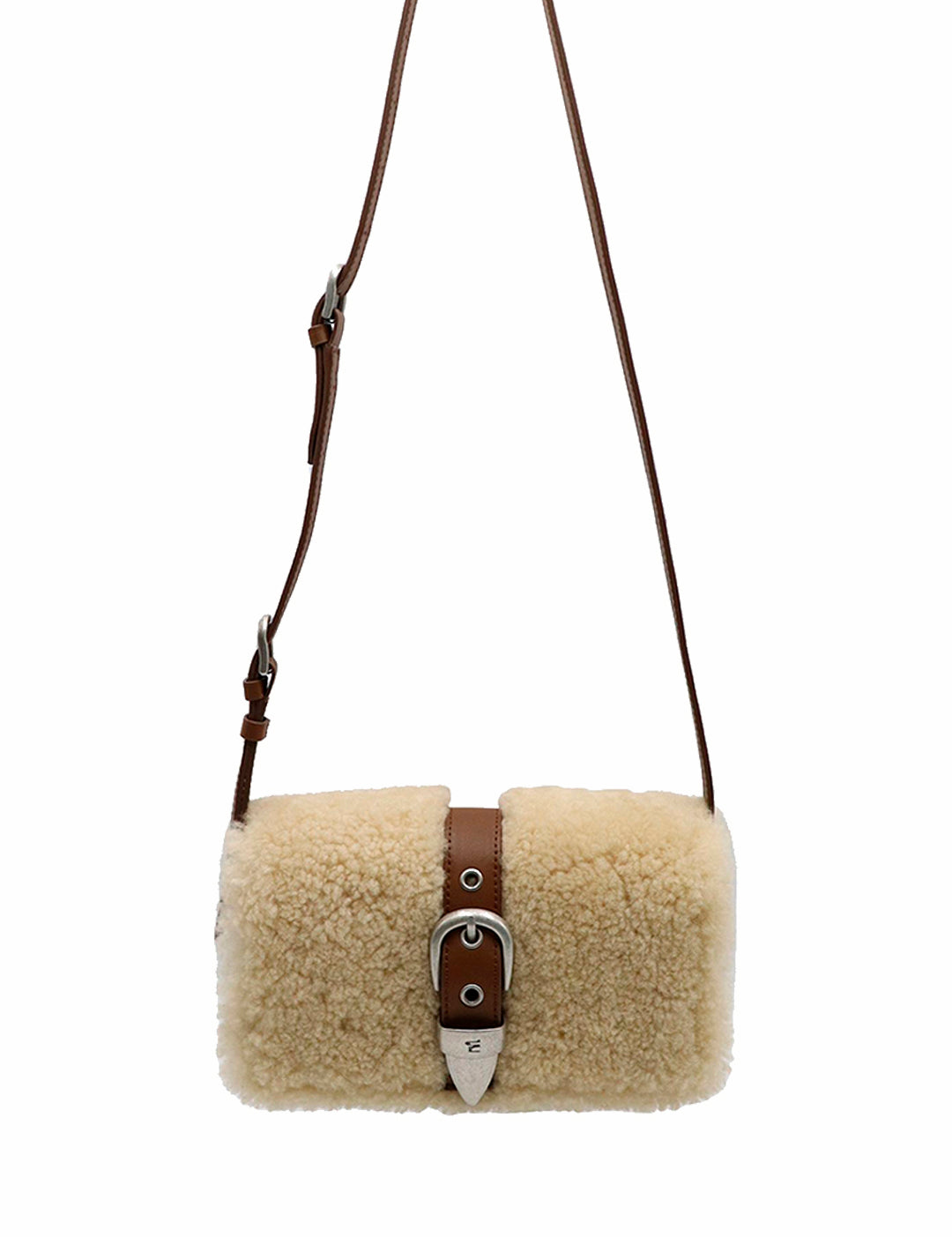 Shearing Belted Flap chestnut plain + beige - Ferent Bags