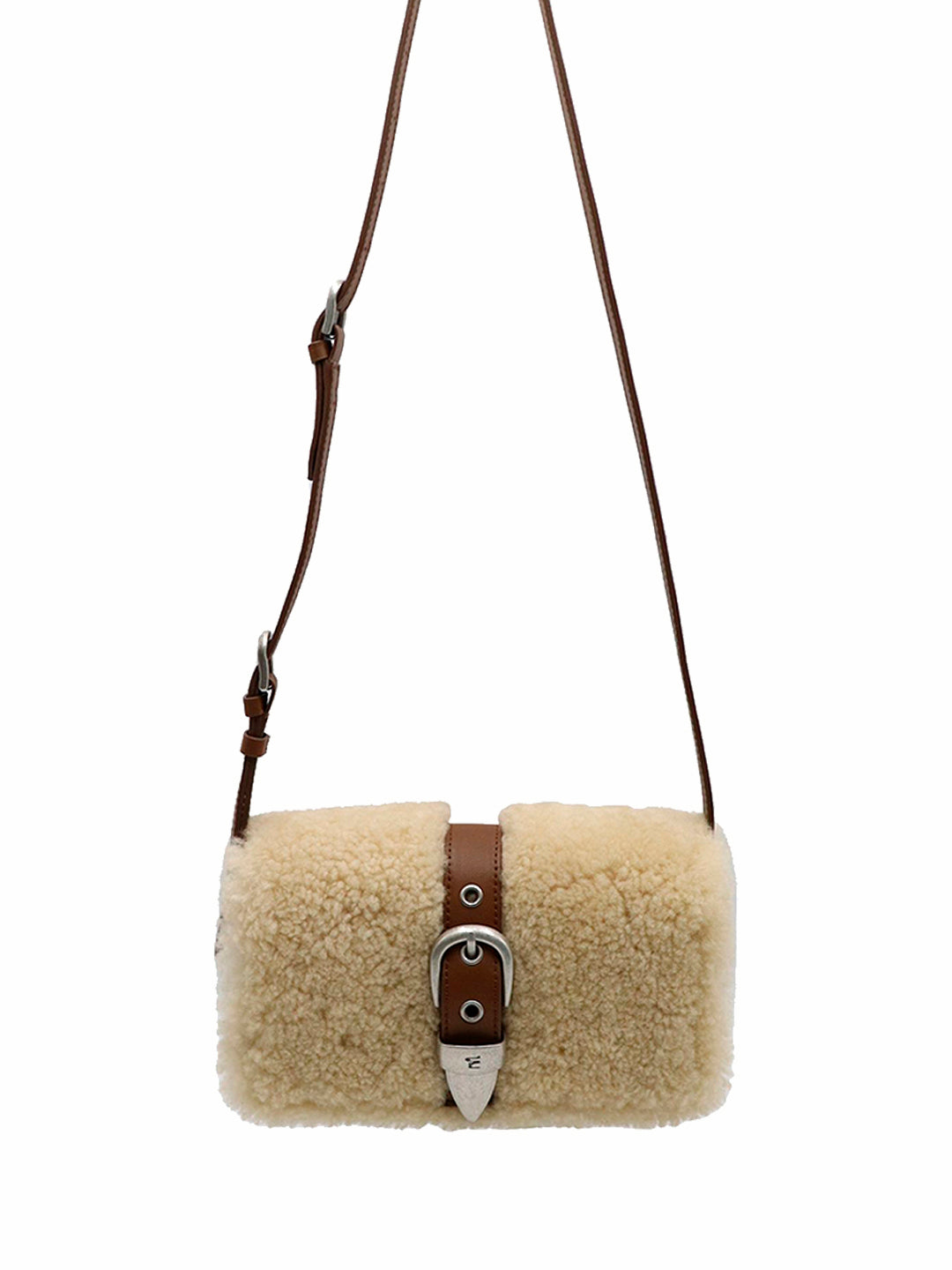 Shearing Belted Flap chestnut plain + beige - Ferent Bags