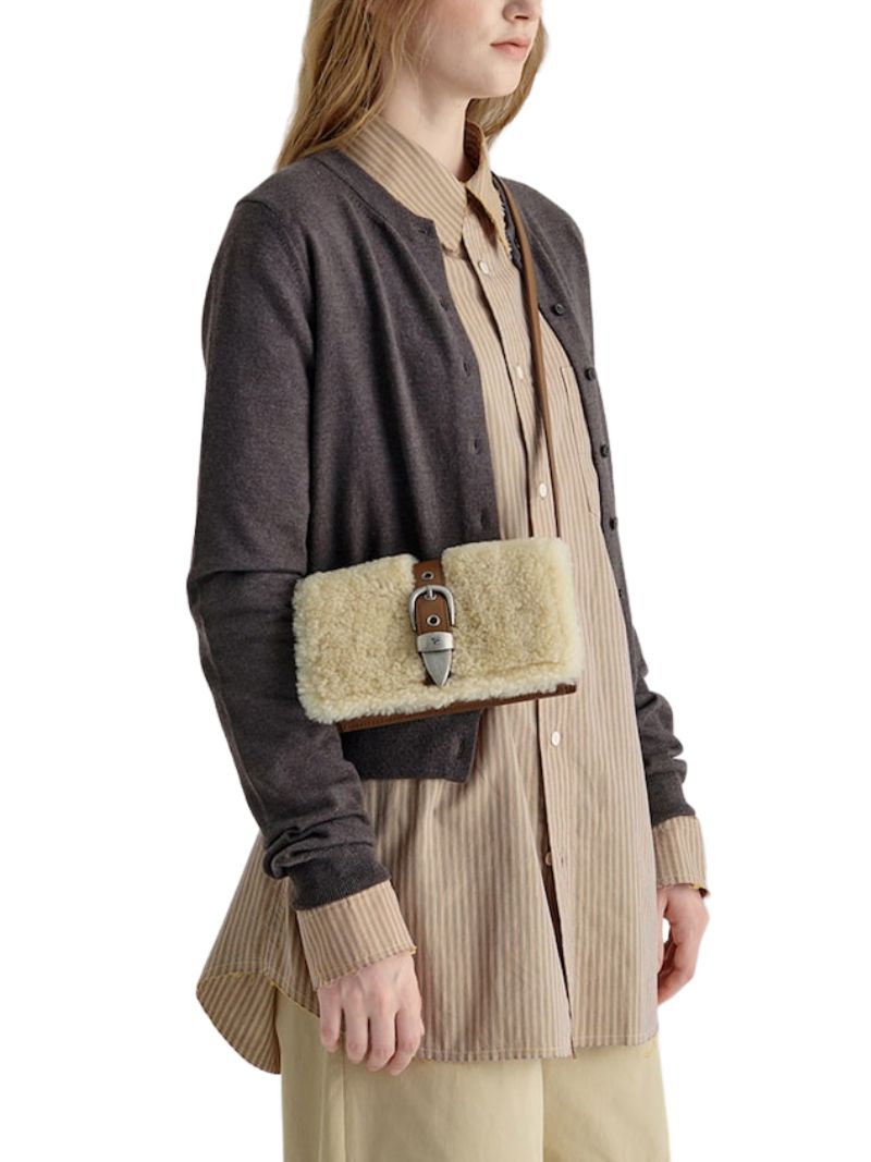 Shearing Belted Flap chestnut plain + beige - Ferent Bags