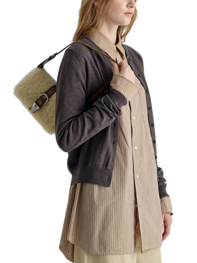 Shearing Belted Flap chestnut plain + beige - Ferent Bags