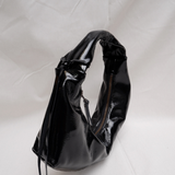 Slouchy Shoulder Bag crushed patent black - Ferent Bags