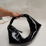 Slouchy Shoulder Bag crushed patent black - Ferent Bags