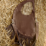 D bag marrón boho + asa lisa