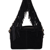 Ellie Fringe suede black w. gold