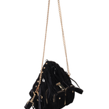 Helena Fringe Suede Black w.gold