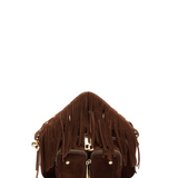 Helena Fringe Suede Dark brown w. gold