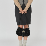 Maria Stitch Suede Black w. gold