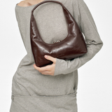 Mocha crinkle shoulder hobo