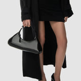 Amberette black semi patent leather
