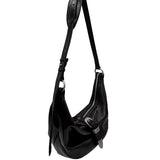 Belted hobo medium black glossy plain - Ferent Bags 