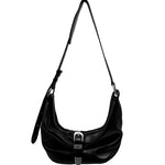 Belted hobo medium black glossy plain - Ferent Bags 