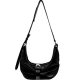 Belted hobo medium black glossy plain - Ferent Bags 