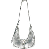 Belted hobo mini metallic silver foiled plain