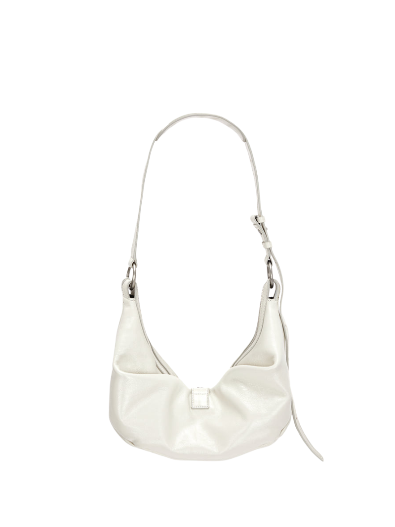 Belted hobo medium off white glossy plain - Ferent Bags 
