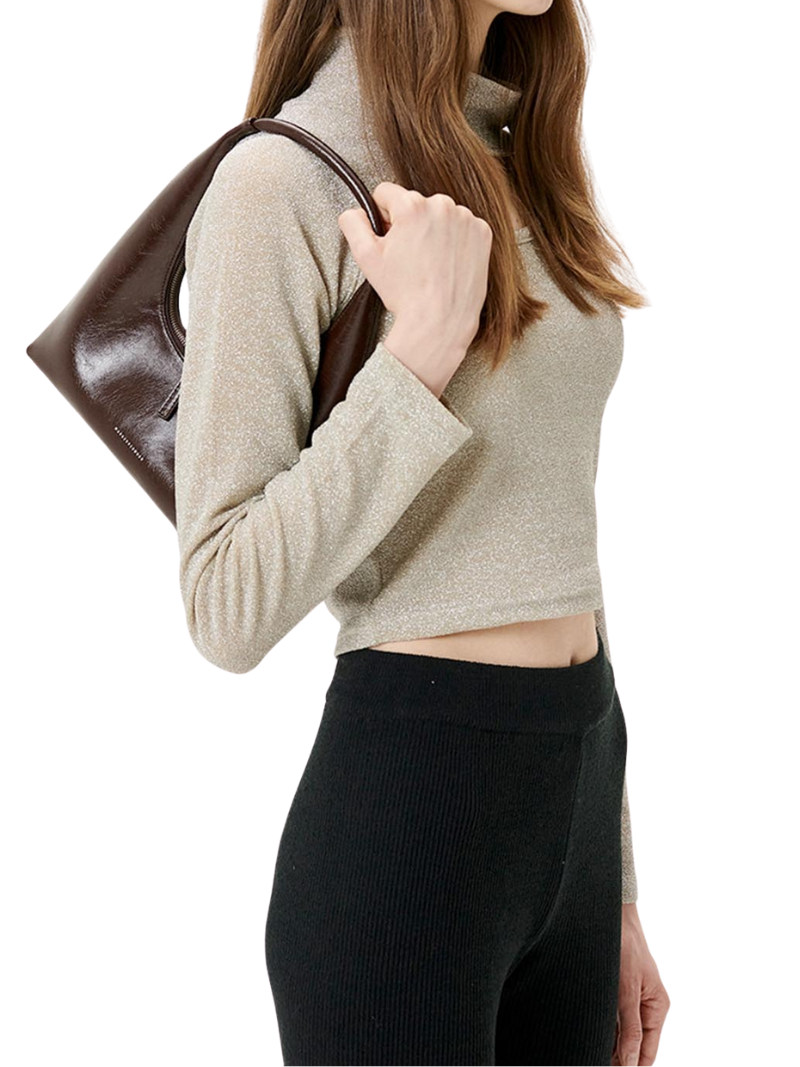 Hobo shoulder dark brown crinkle - Ferent Bags 