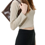 Hobo shoulder dark brown crinkle - Ferent Bags 