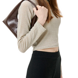 Hobo shoulder dark brown crinkle - Ferent Bags 