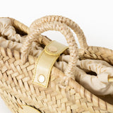 Capazo Raffia correa círculos amarillo