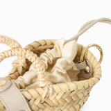 Capazo Raffia correa círculos beige
