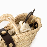 Capazo Raffia correa tubular negro