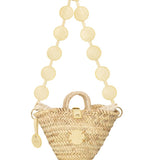 Capazo Raffia correa círculos amarillo