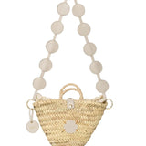 Capazo Raffia correa círculos beige