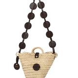 Capazo Raffia correa círculos negro