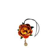 Charm de piel flor Mudan mostaza