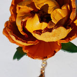 Charm de piel flor Mudan mostaza