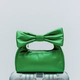 Dandy bow recycled satin green w.gold