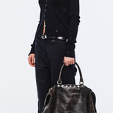 Dumpling stud brown + black two tone cracked