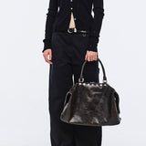 Dumpling stud brown + black two tone cracked