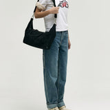 Dumpling tote black suede