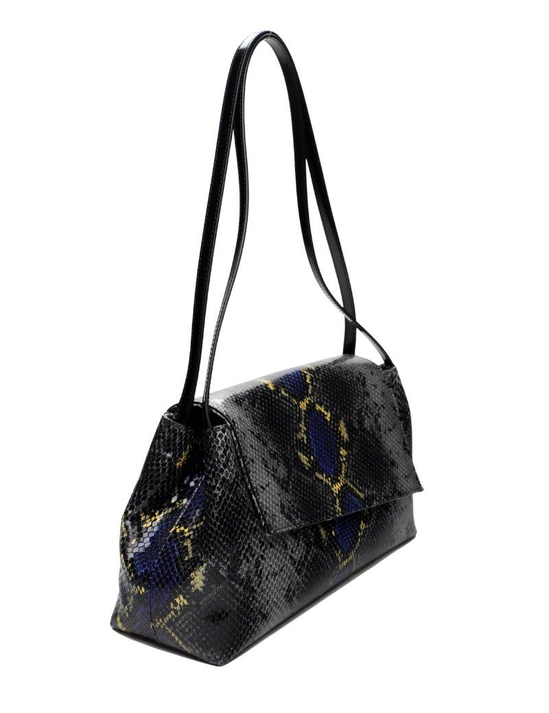 Erea grey python and black semi patent leather