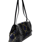 Erea grey python and black semi patent leather