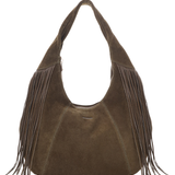 Gabi Suede Fringe Dark Olive w. Gold