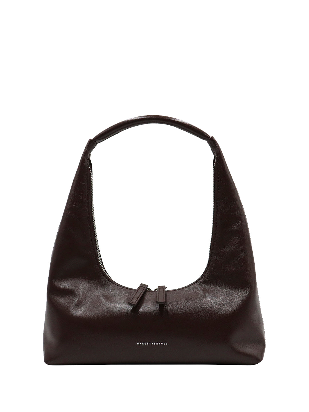 Hobo shoulder dark brown glossy plain - Ferent Bags 
